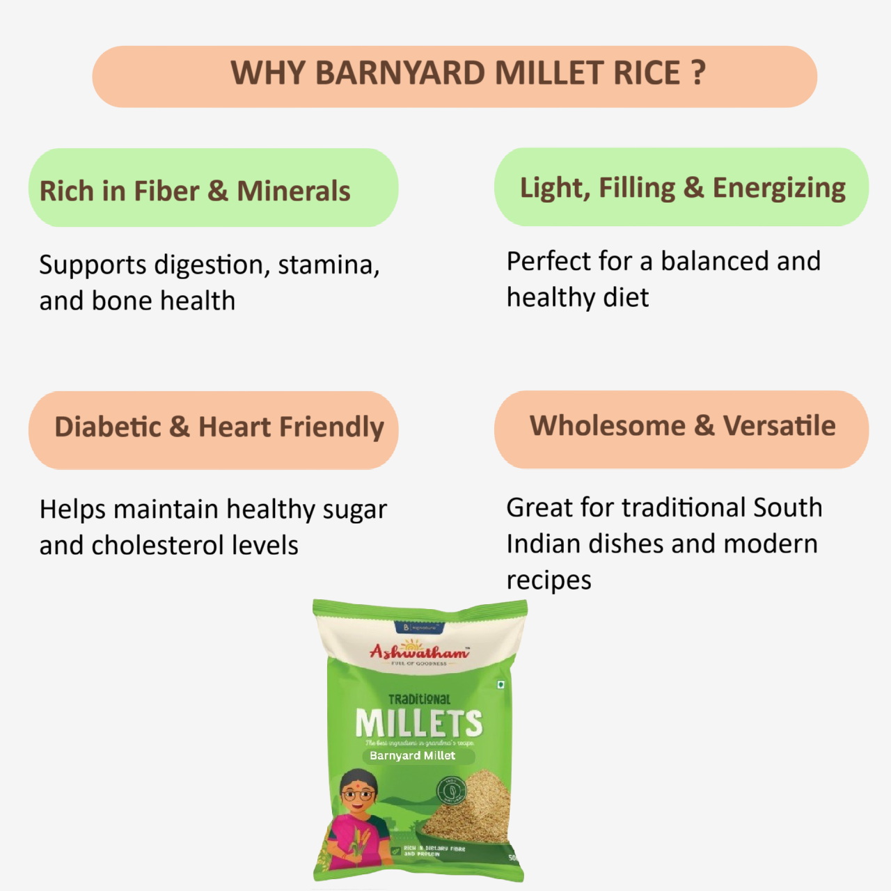 Ashwatham Barnyard Millet / Millet / Kuthiraivalli Millet - 500 g