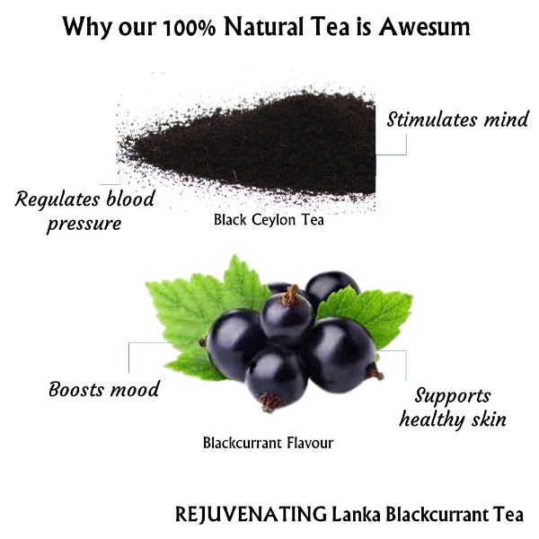 Rejuvenating Lanka Blackcurrant Tea | Natural Teas | Cold & Hot Brew | Makes 25 Cups