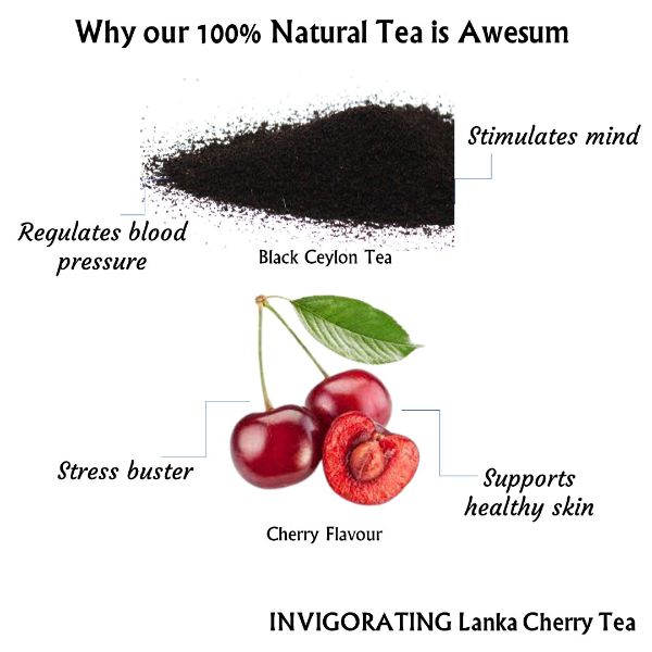 Invigorating Lanka Cherry Tea | Natural Teas | Cold & Hot Brew | Makes 25 Cups