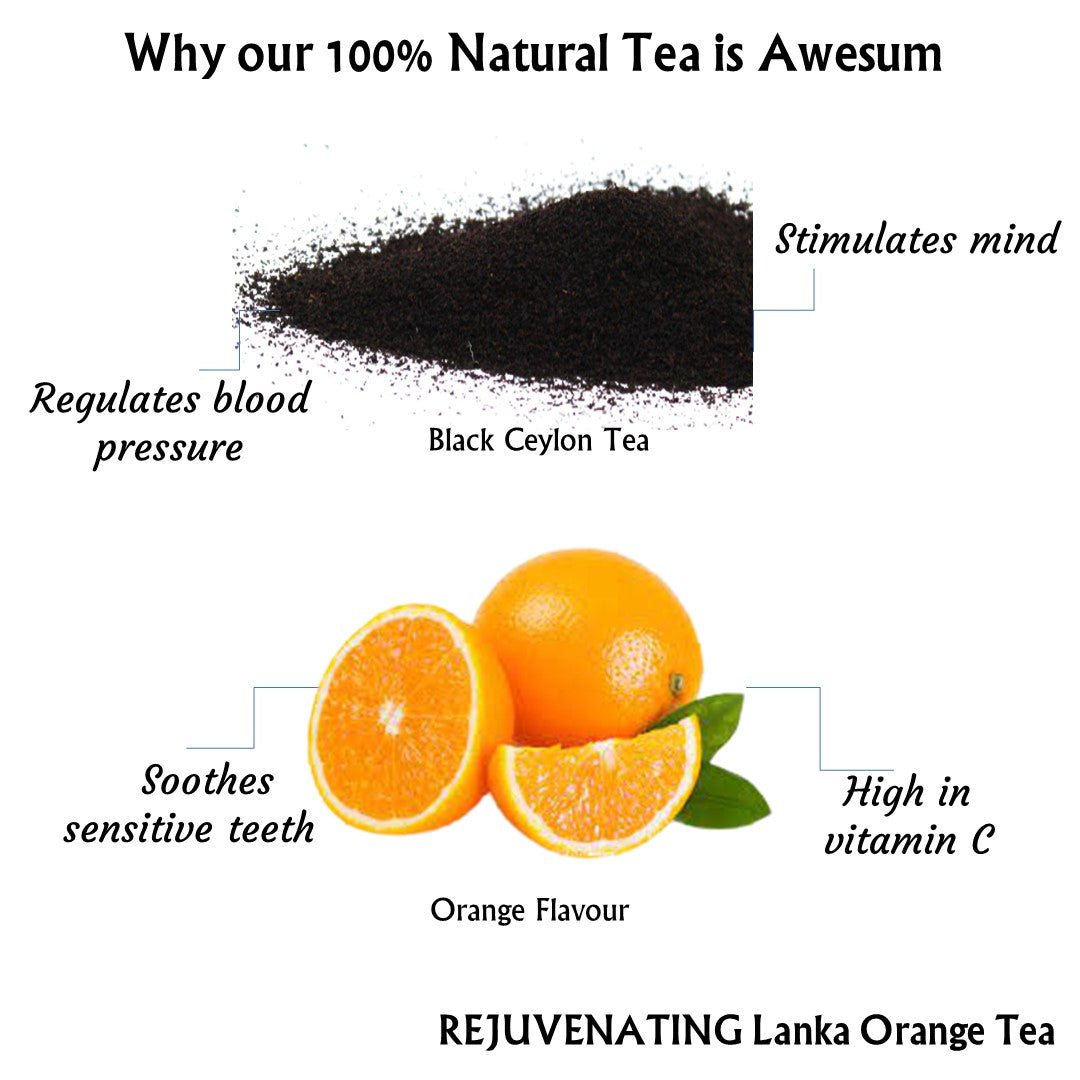 Rejuvenating Lanka Orange Tea | Natural Teas | Cold & Hot Brew | (50 gm) Makes 25 Cups