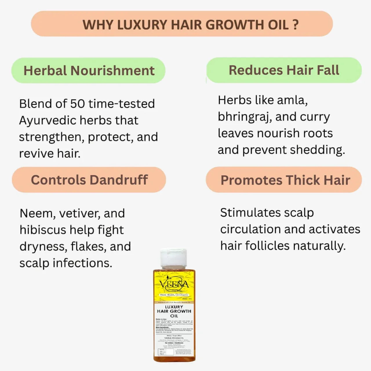 Veena Luxury Hair Growth Oil - 200ml - Orgoshops