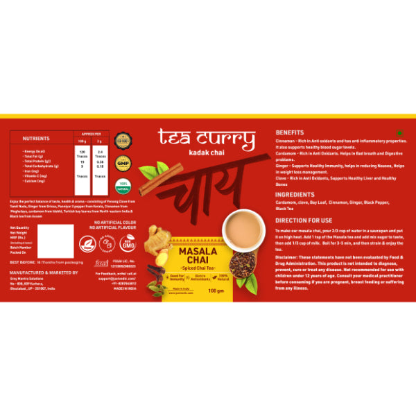 Teacurry Masala Chai – Masala Chai For Immunity, Cold And Body Pain(100 Grams)