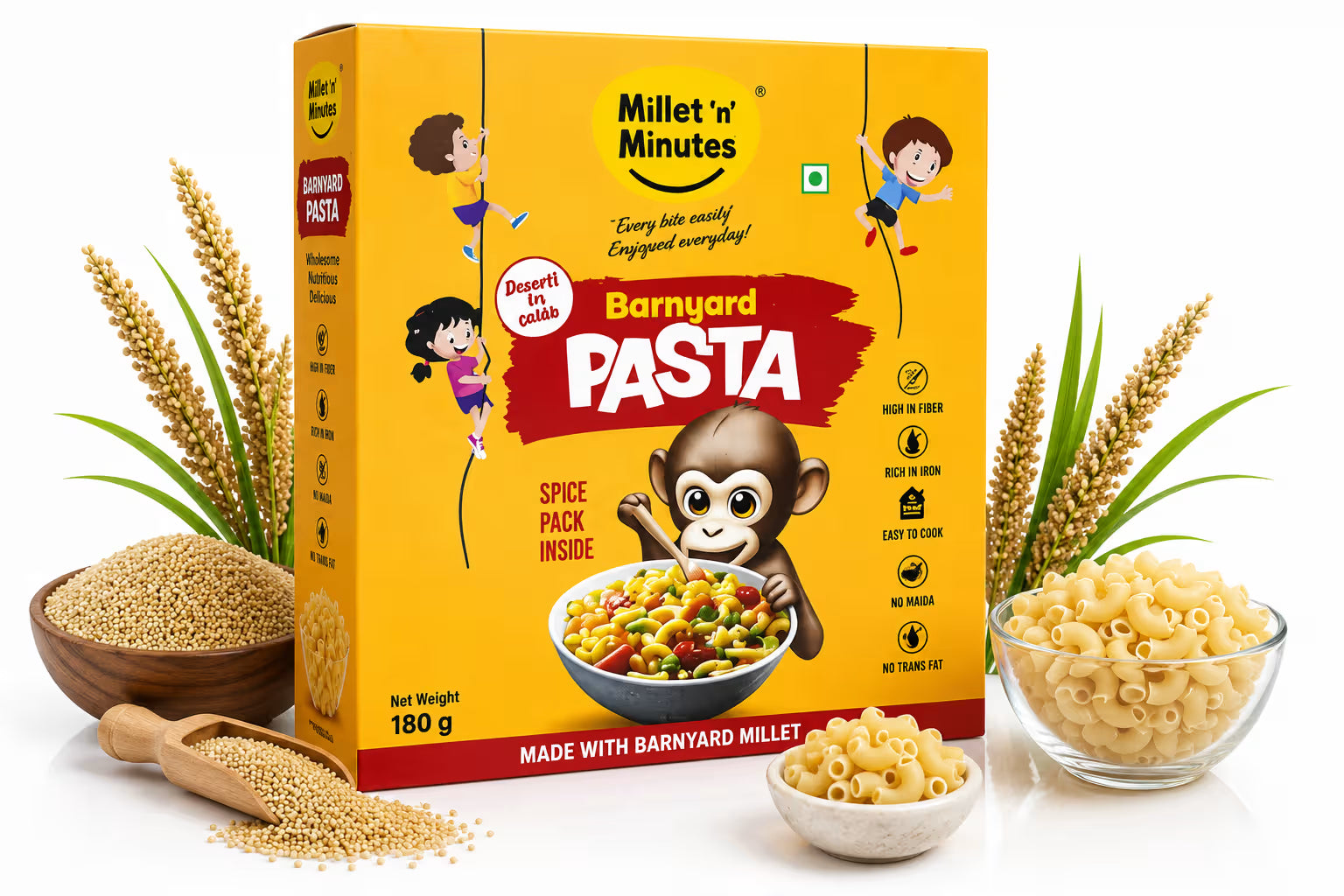 Millet 'n' MinutesMillet Pasta - Barnyard - 180 g (Pack of 2)