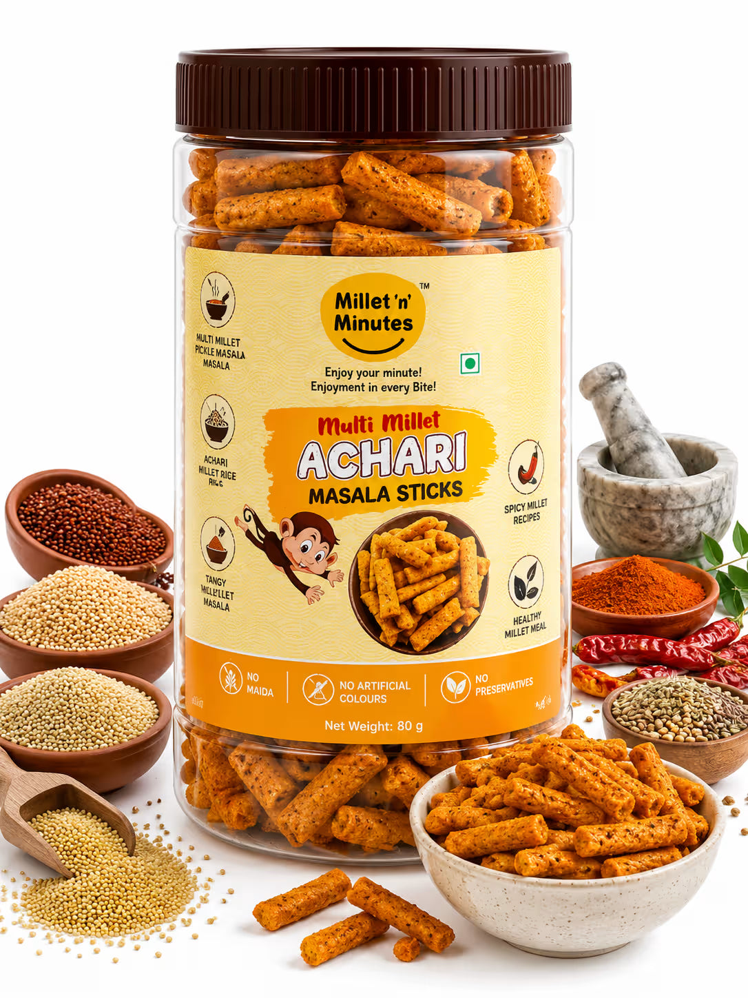 Millet 'n' Minutes Multi Millet Achari Masala - 80 g (Pack of 2)
