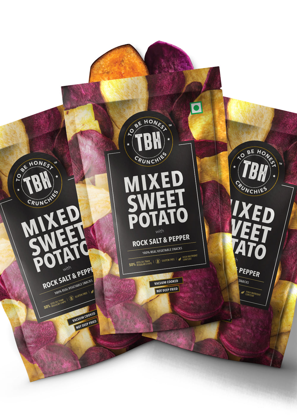 Pack of 3 - Mixed Sweet Potato Chips with Rock Salt & Pepper 270g