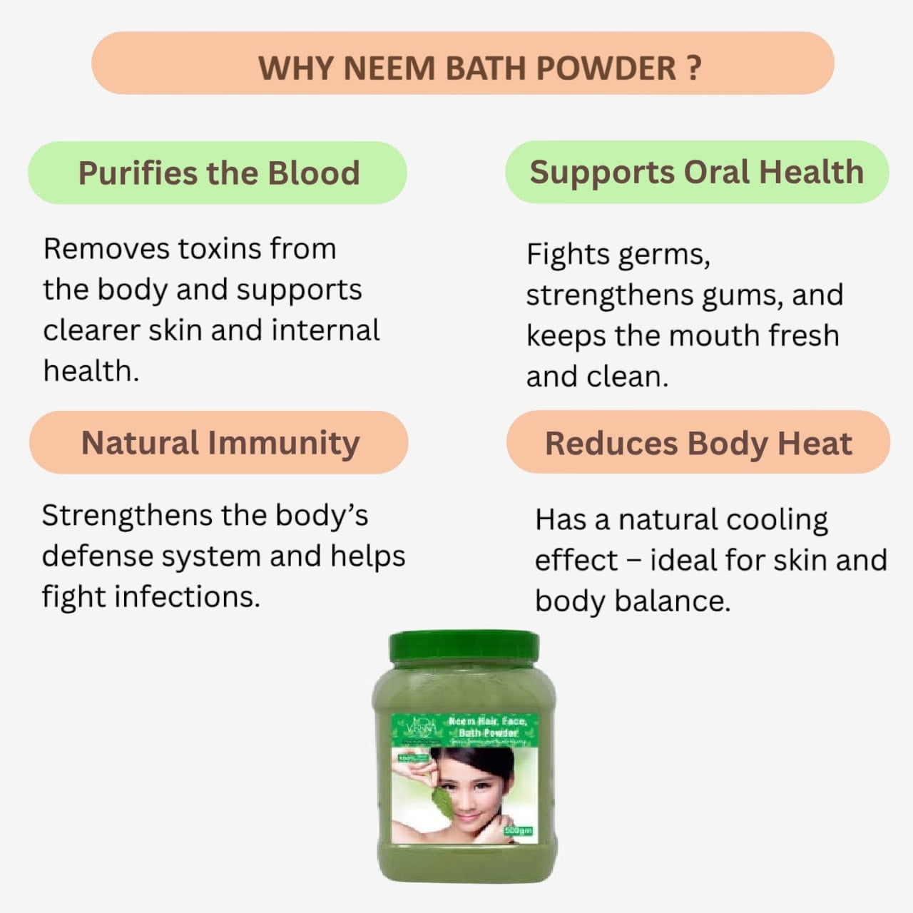 Veena Neem Bath Powder - 250g ( Pack of 2 )
