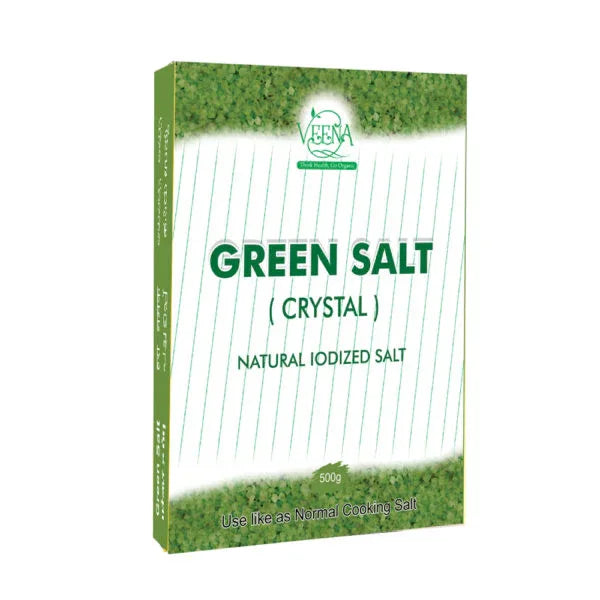 Veena Dried Green Salt ( Crystal )Added With Natural Lodine Moringa Leaf - 500g ( Pack of 4 ) - Orgoshops