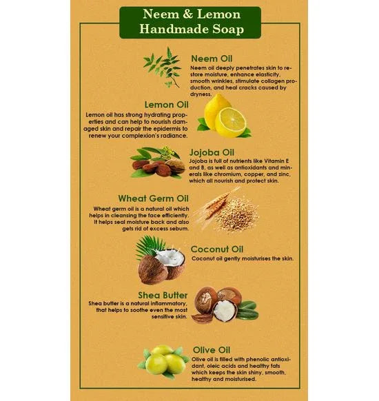 Neem & Lemon Luxury Handmade Soap -100gm(pack of 3) - Orgoshops