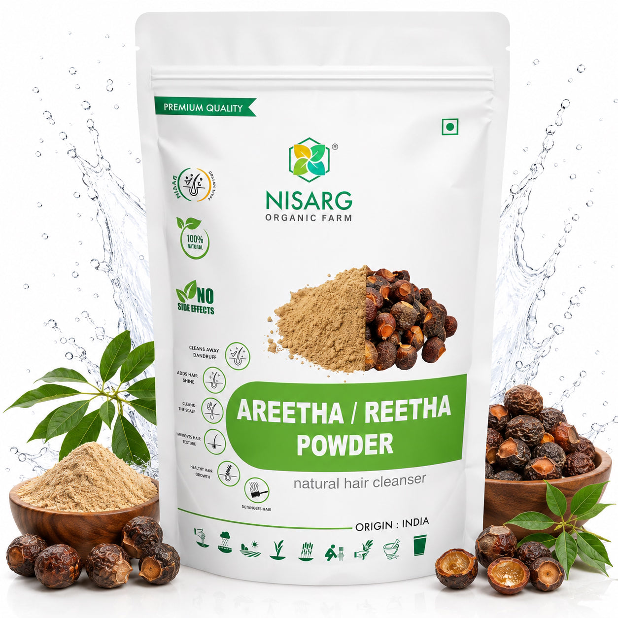 Nisarg Organic Farm Aretha/ Reetha/ Soapnut Powder
