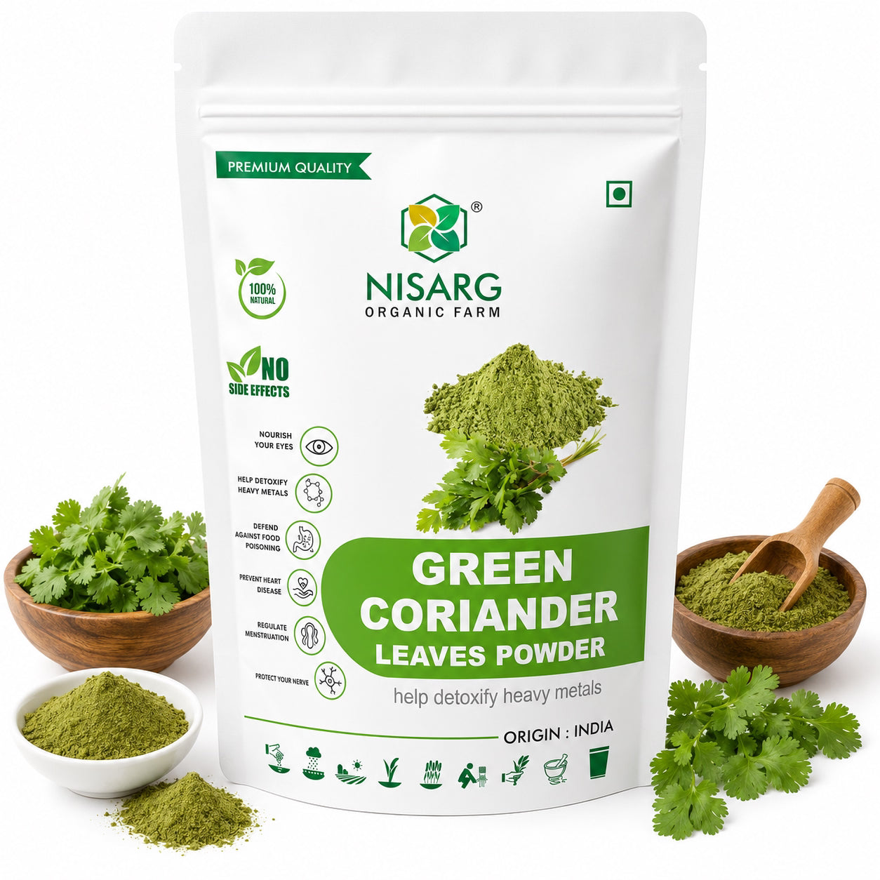 Nisarg Organic Farm Green Coriander Leaf Powder