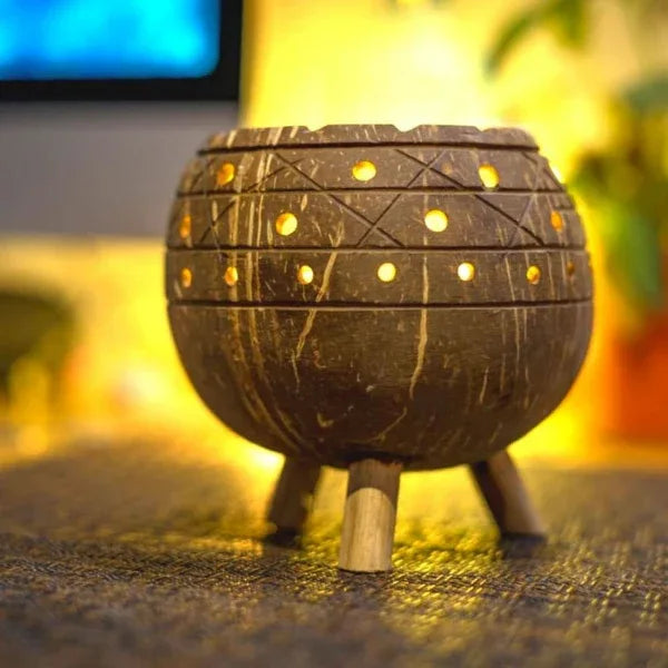 Onearth Planter / Tea Light Candle Holder – Coconut Shell - Orgoshops