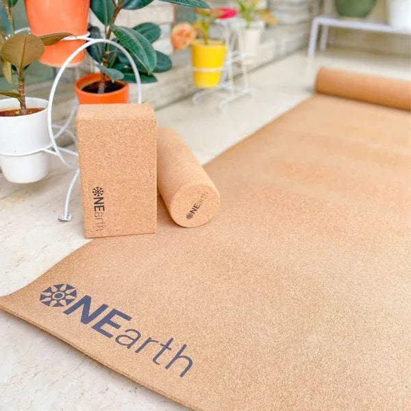 Cork Yoga Combo – Mat, Roller and Brick/ Block – Amalgamated rubber - Orgoshops