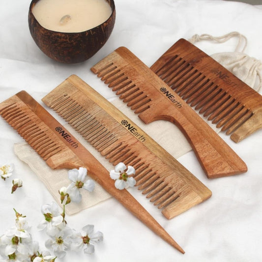 Onearth Organic Neem Wood Combs – Pack of 4