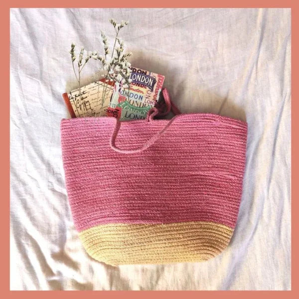 OnEarth Pink & Cream Tote Bag-800gm - Orgoshops