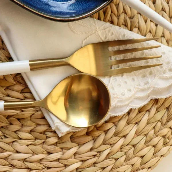 Onearth Designer Steel Cutlery Set (White) - Orgoshops