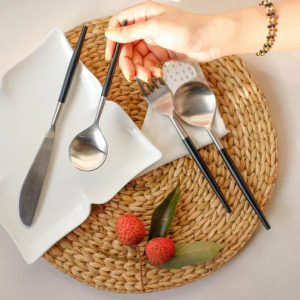 Onearth Grey & Black Steel Cutlery Set - Orgoshops