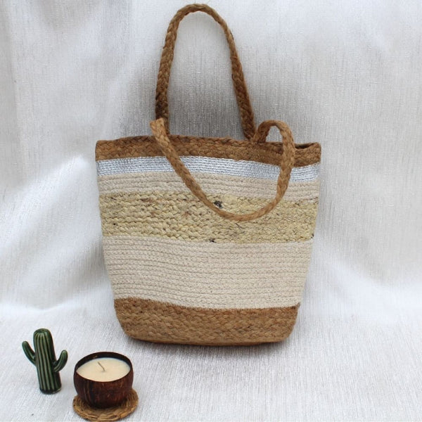 Onearth Beige Jute Tote Bag-700gm