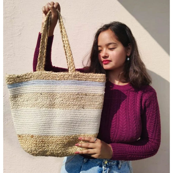 Onearth Beige Jute Tote Bag-700gm