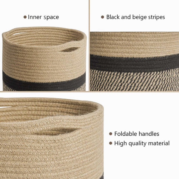 Onearth Black Jute Rope Baskets / Planters