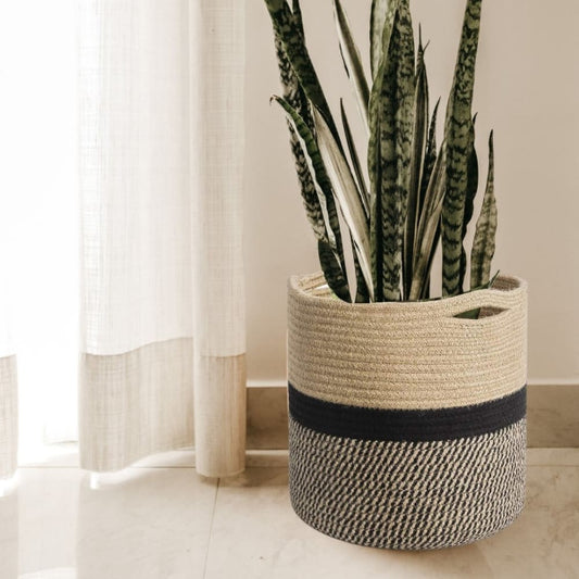 Onearth Black Jute Rope Baskets / Planters