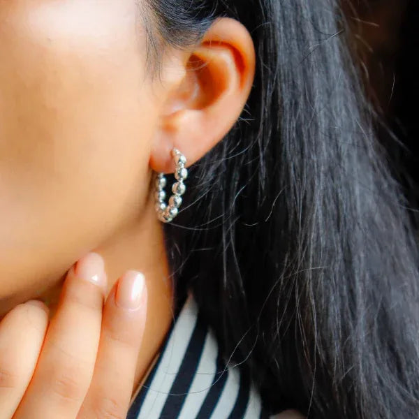 Onearth Dots- Silver Plated Brass Metal Earrings - Orgoshops