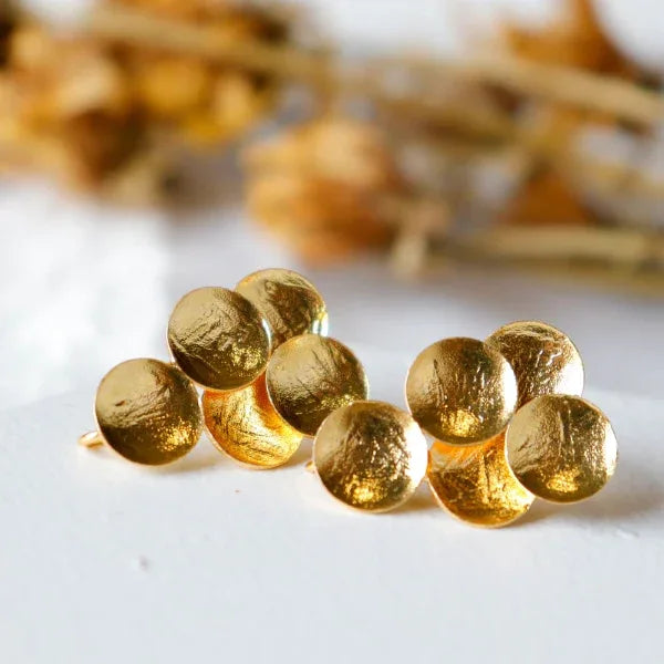 Onearth Flower Buds – Gold Plated Brass Metal Earrings - Orgoshops