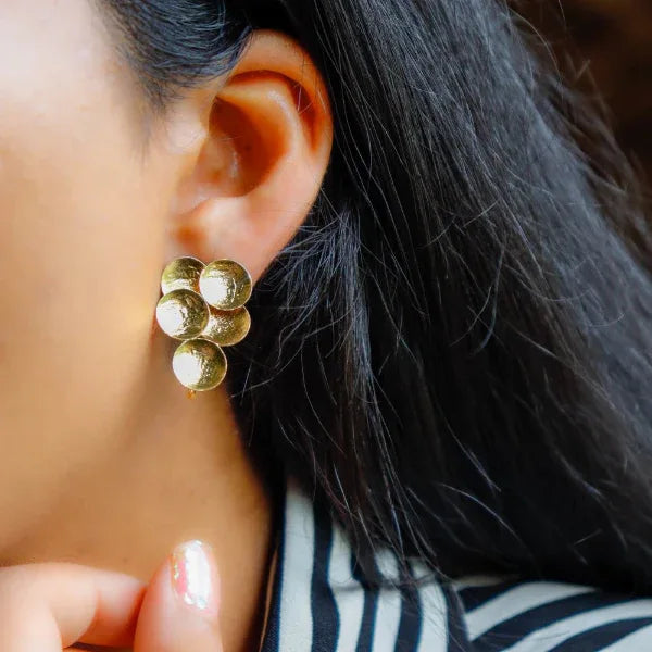 Onearth Flower Buds – Gold Plated Brass Metal Earrings - Orgoshops