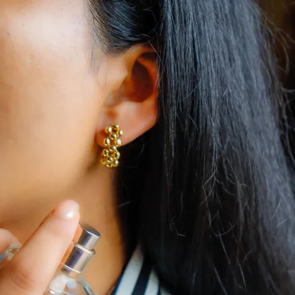 Onearth Strips - Gold Plated Brass Metal Earrings - Orgoshops