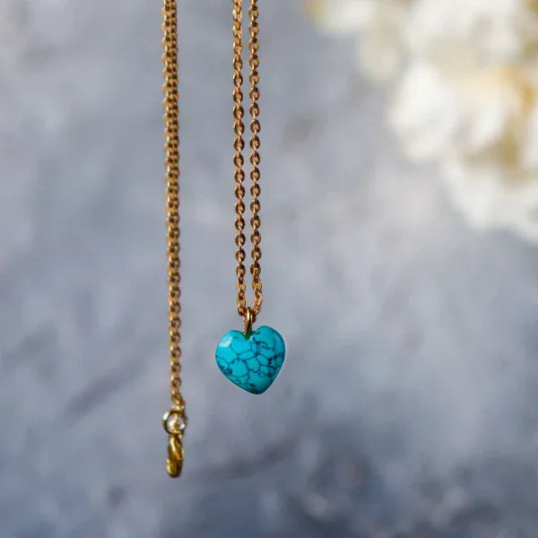 Onearth Turquoise Stone Pendant with Golden Chain - Orgoshops