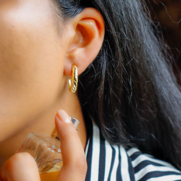 Onearth Circle- Gold Plated Brass Metal Earrings