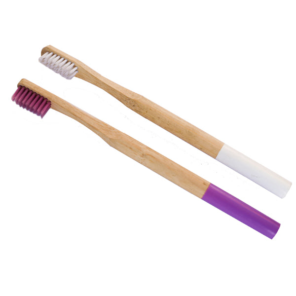 Onearth Bamboo Round Handle Toothbrush-Pack of 2