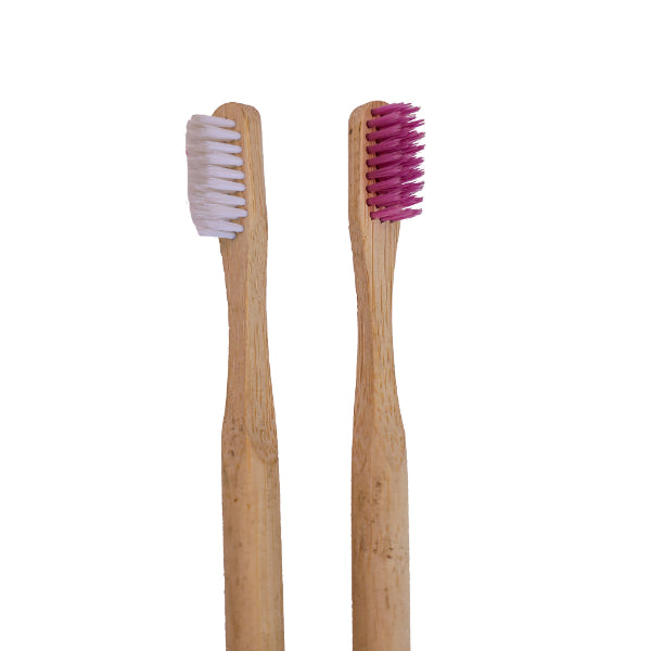 Onearth Bamboo Round Handle Toothbrush-Pack of 2