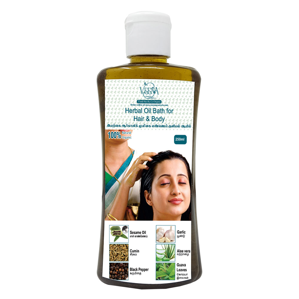 Veena Products Herbal Oil Bath for Hair and Body - 250ml ( Pack of 2)