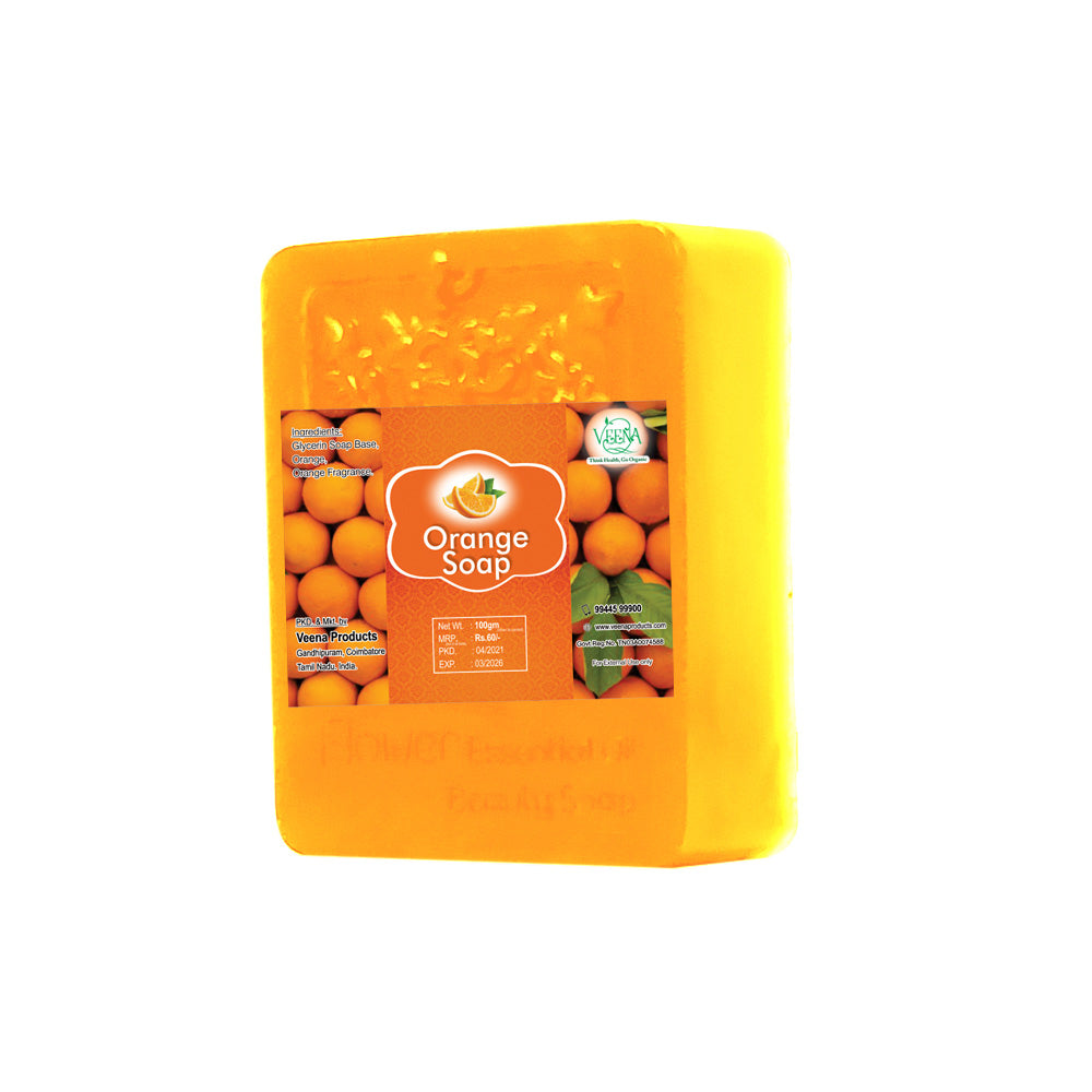 Veena Products Orange Soap - 100g ( Pack of 3 )