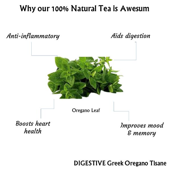 Digestive Greek Oregano Tisane | Natural Teas | Cold & Hot Brew | Makes 25 Cups