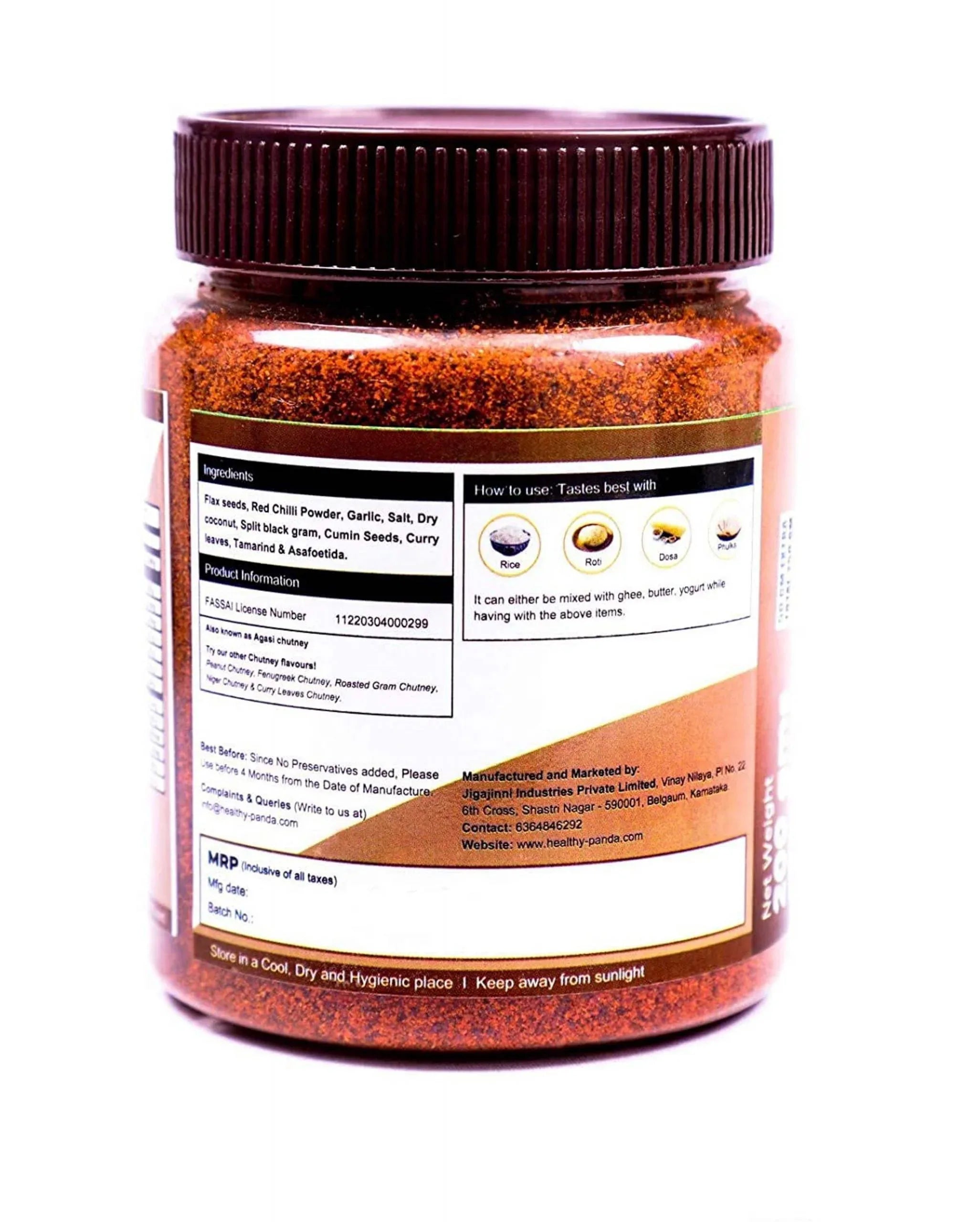 Organic flax seed chutney powder packed fresh
