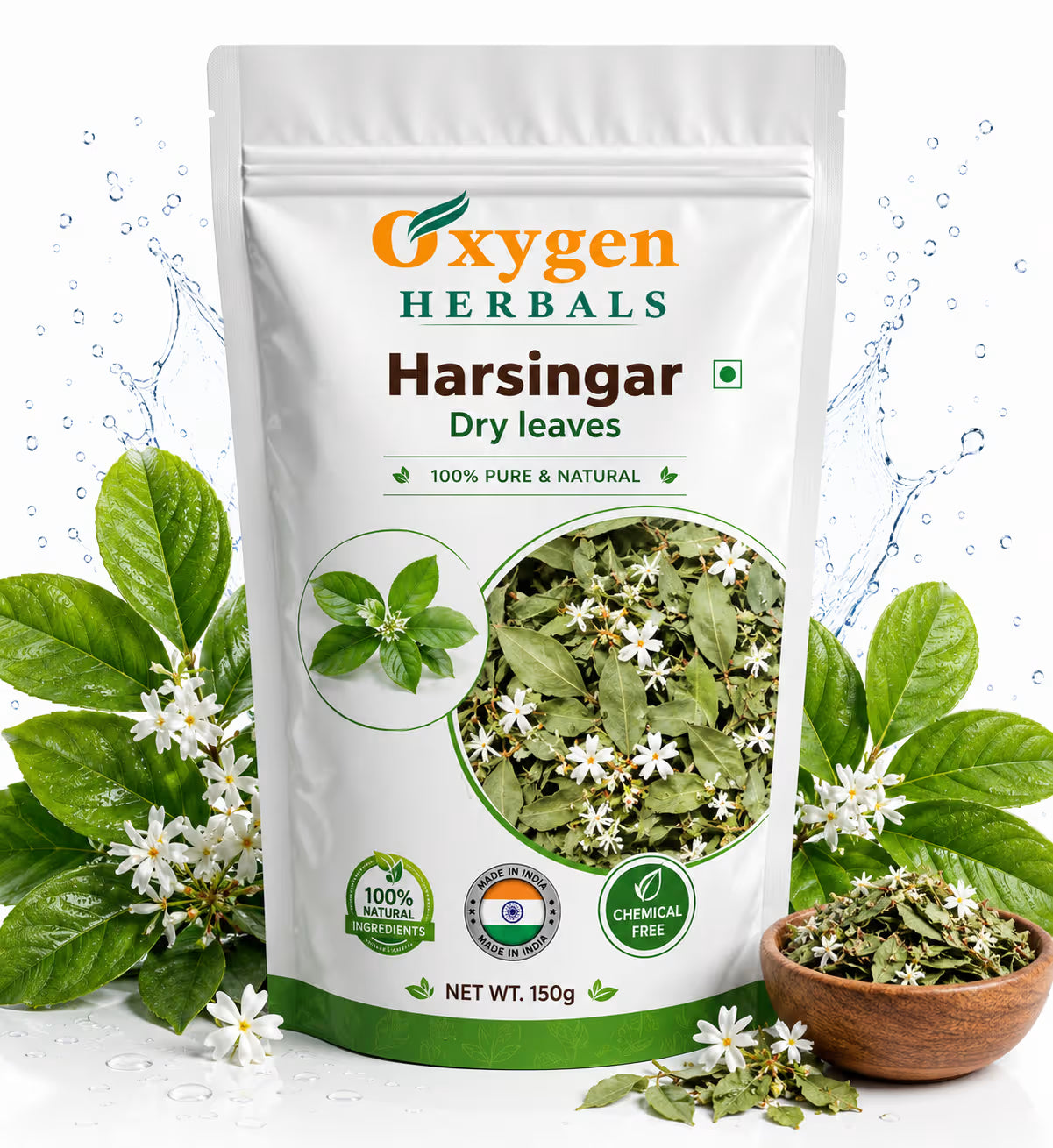Oxygen Herbals Pure Harsingar Dried Leaves - 150 g