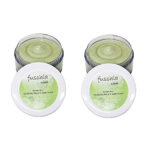 Fuschia - Green Tea - Face & Body Clarifying Scrub ( 15g, Pack of 2 )