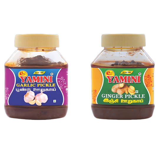 Yamini Foods Garlic Pickle / Ginger Pickle / Poondu Orugai - 500 g (Pack of 2)
