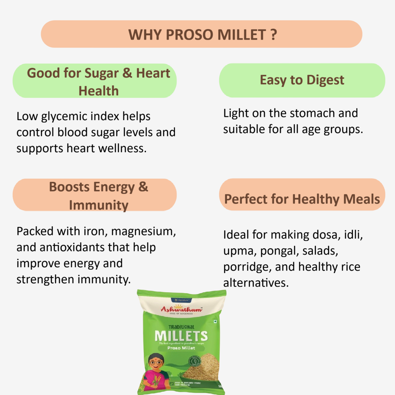 Ashwatham Prose Millet / Millet / Panivaragu - 500 g