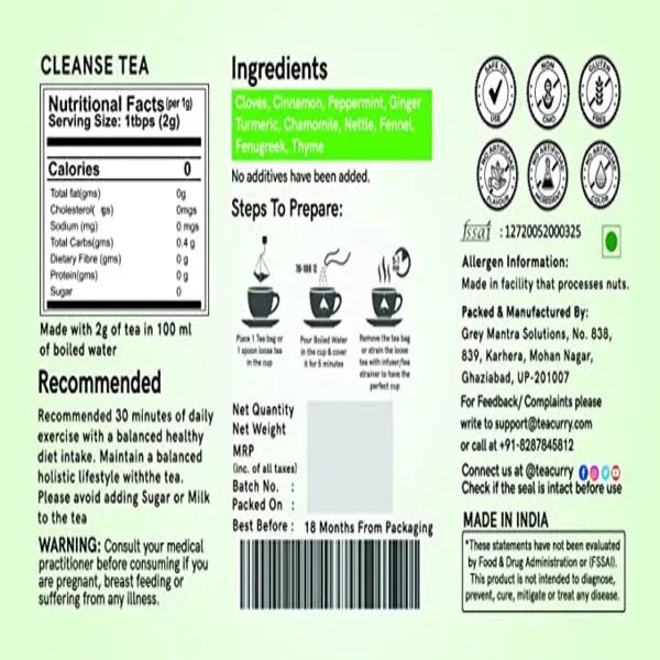 Package label of Tea