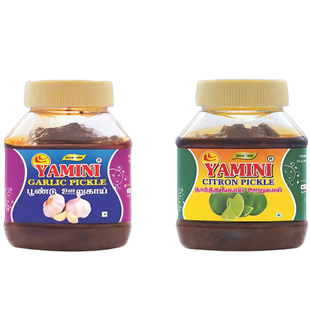 Yamini Foods Garlic Pickle / Citron Pickle / Poondu Orugai / Narthangai Orugai - 500 g - Orgoshops