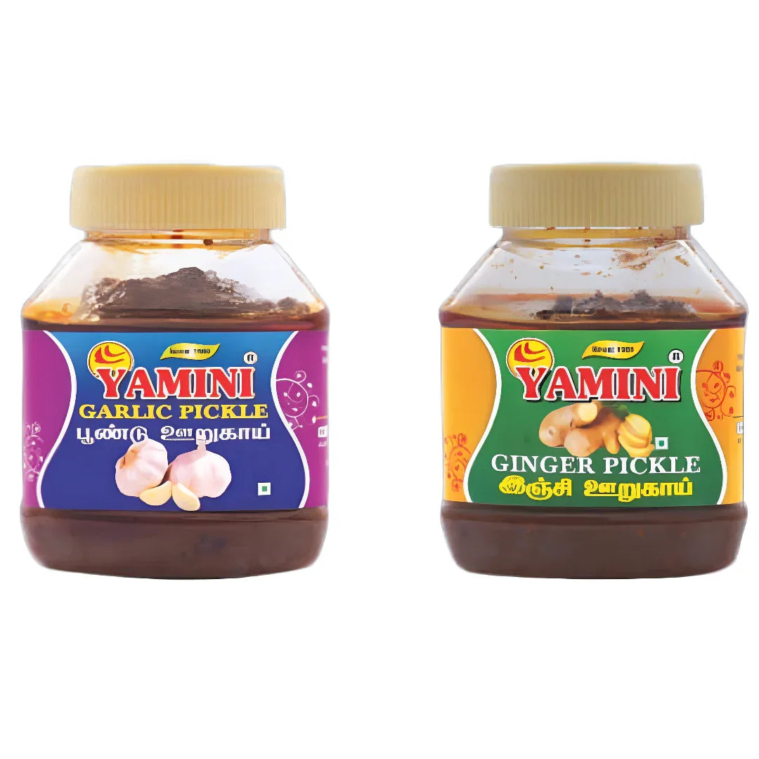 Yamini Foods Garlic Pickle / Ginger Pickle / Poondu Orugai - 500 g (Pack of 2) - Orgoshops