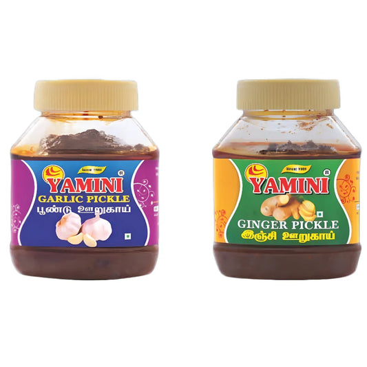 Yamini Foods Garlic Pickle / Ginger Pickle / Poondu Orugai - 500 g (Pack of 2) - Orgoshops