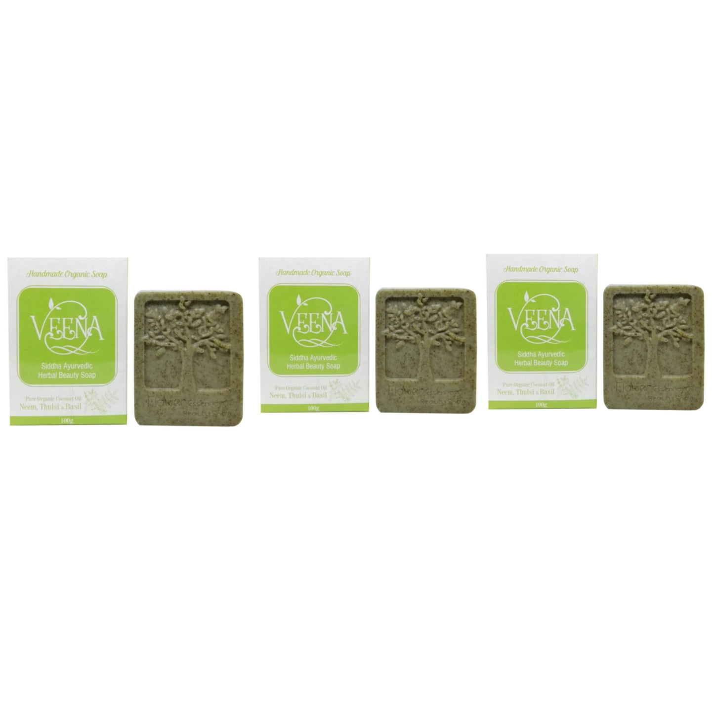 Veena Products Neem & Thulsi Natural Essential Oil Soap - 100 g ( Pack of 3 )