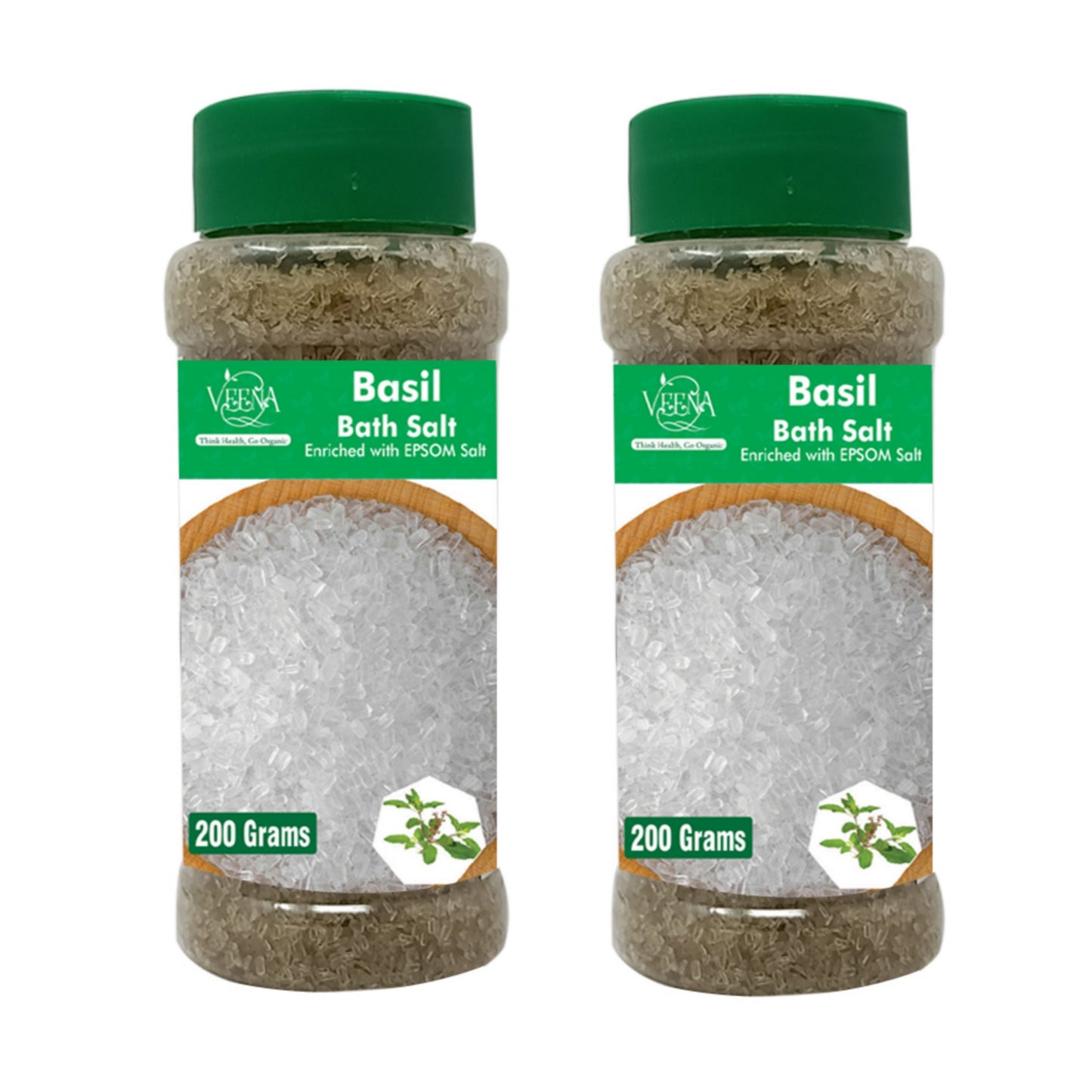 Veena Products Basil Bath Salt - 200g ( Pack of 2 )