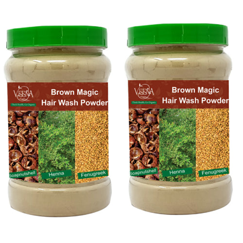 Veena Product Brown Magic Hair Wash Powder - 200g ( Pack of 2 )