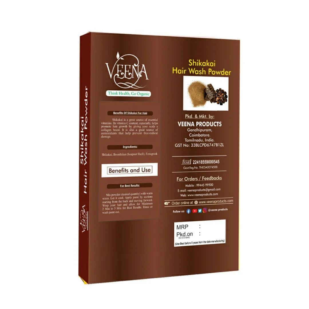 Veena Shikakai Powder Soapnut Shell - 400g ( Pack of 2 ) - Orgoshops