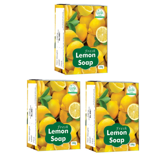 Veena Products Lemon Soap - 100g ( Pack of 3)