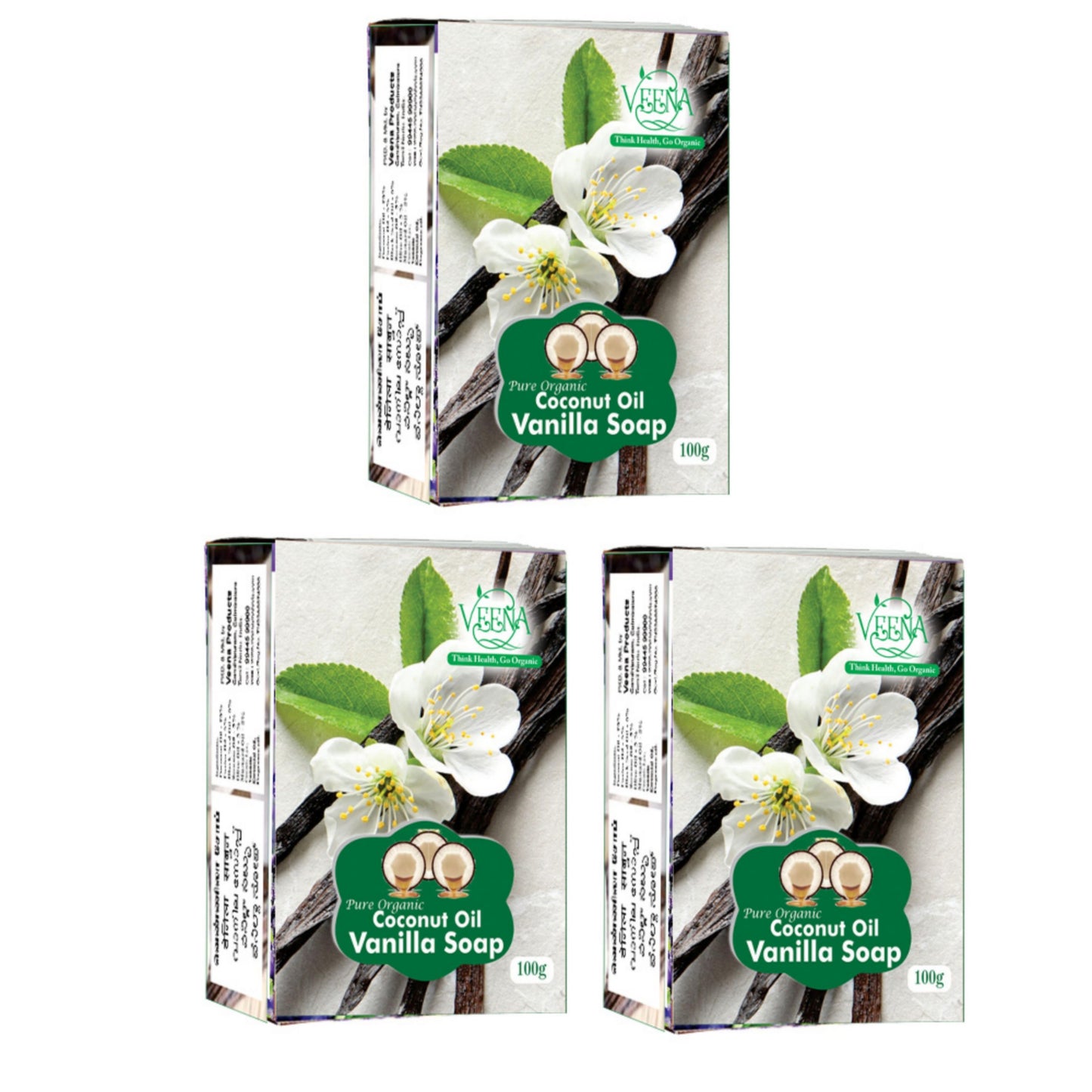 Veena Products Vanilla Soap - 100 g ( Pack of 3 )